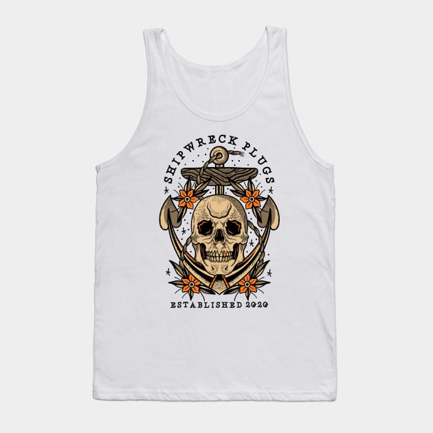 Shipwreck Plugs Traditional Skull Tank Top by Shipwreck Plugs